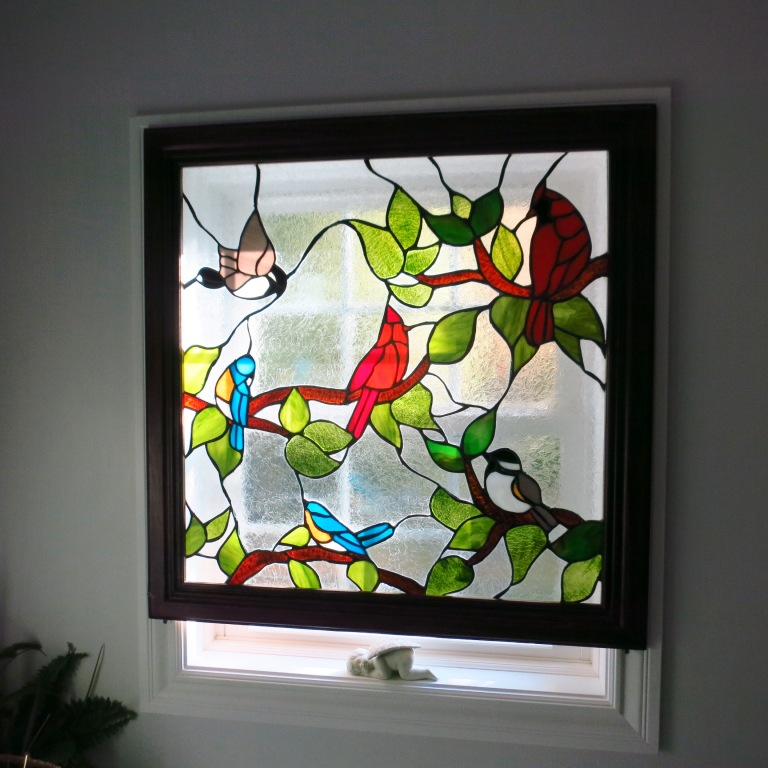 Stained Glass with Cardinals